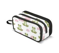 CHIFIGNO - Estuche grande para lápices de flores de rana, color blanco, bolsa de cosméticos, organizador de computadora para adolescentes, niños, niñas, estudiantes y adultos