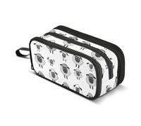 CHIFIGNO - Estuche grande para lápices de ovejas, color negro, gris y blanco, bolsa de cosméticos con cierre para adultos, niñas, mujeres, hombres y niños
