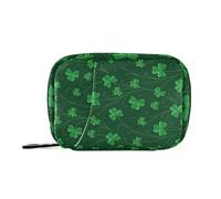 CHIFIGNO Green Clover - Pastillero de viaje para el día de San Patricio, pastillero portátil para 7 días, soporte semanal para suplementos vitamínicos con cremallera