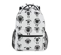CHIFIGNO Mochila escolar para niños, lindas ovejas, color negro, gris, blanco, casual, mochila de día para escuela primaria, Cute Sheep Black Gray White, Small, Mochilas Daypack