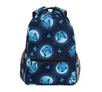 CHIFIGNO - Mochila infantil con diseño de mariposas azules para la escuela, escuela primaria y portátil, Mariposas azules cielo nocturno, M