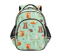 CHIFIGNO Mochila para niños, lindos animales de dibujos animados, mochila de senderismo con rayas reflectantes para niñas y niños, color verde, Cute Cartoon Animals Green 2, M