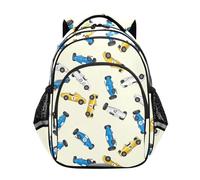 CHIFIGNO Mochila para niños, mochila de estilo vintage con diseño de coches beige, mochila ligera con rayas reflectantes, Vintage Cars Beige, Small, Mochilas Daypack