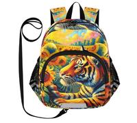 CHIFIGNO Mochila para niños pequeños, niñas, mochilas infantiles para kindergarten, escuela primaria, mini bolsa de viaje, Girasoles Tigre Vintage, S, lindo