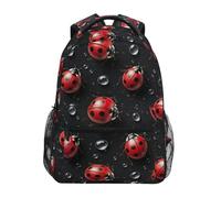 CHIFIGNO Mochila para niños y niñas, diseño de mariquitas, lunares negros, mochila escolar para estudiantes, mochila para laptop, Ladybird Black Spots, Small, Mochilas Daypack