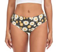 CHIFIGNO Ropa interior de fibra de bambú para mujer, ropa interior sexy, ropa interior de bikini, bragas clásicas, suaves y transpirables, Margarita blanca y amarilla-1, M