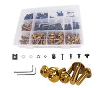 CHIFUN Kit de pernos de carenado de motocicleta dorados M5 M6 tornillos de acero inoxidable kit surtido de arandelas de plástico arandelas clips universales para deportes Dirt Bike carrocería carenado