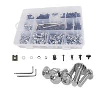 CHIFUN Kit de pernos de carenado de motocicleta plateado M5 M6 tornillos de acero inoxidable surtido kit surtido de arandelas de plástico tuercas arandelas clips universales para deportes Dirt Bike