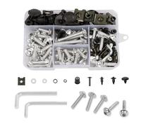 CHIFUN Kit de pernos de carenado de motocicleta plateado M5 M6 tornillos de aluminio surtido kit surtido de arandelas de plástico tuercas arandelas clips universales para deportes Dirt Bike carrocería