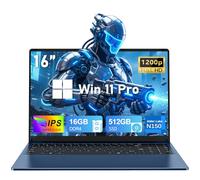 CHIFUYOU Ordenador portátil Juegos, Ordenador portátil 16 Pulgadas 2025, N150 (4C/4T, hasta 3,6 GHz), 16 GB de RAM, SSD de 512 GB, WiFi 5, BT4.2, FHD 1920 x 1200 (16:10), Teclado retroiluminado, Azul