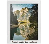 Chigabiga - Marco de Fotos PERSONALIZABLE con tu Texto - Hecho de madera de pino - Elige tu color, elige el tamaño, agrega tu texto. Hecho en España (30 X 40 cm, BLANCO)