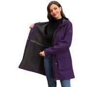 Chiguo Chaqueta impermeable ligera de invierno para mujer, abrigo cálido con forro polar, chaqueta larga de softshell