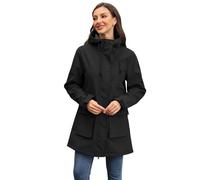 Chiguo Chaqueta impermeable ligera de invierno para mujer, abrigo cálido con forro polar, chaqueta larga de softshell