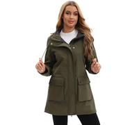 Chiguo Chaqueta impermeable ligera de invierno para mujer, abrigo cálido con forro polar, chaqueta larga de softshell