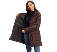 Chiguo Chaqueta impermeable ligera de invierno para mujer, abrigo cálido con forro polar, chaqueta larga de softshell