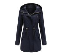 chiguomaoyi Mujeres Casual Ligtweight Militar Chaquetas Anorak Utilidad Cintura Alta Cordón Zip Up Capucha Abrigo