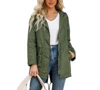 chiguomaoyi Mujeres Casual Ligtweight Militar Chaquetas Anorak Utilidad Cintura Alta Cordón Zip Up Capucha Abrigo