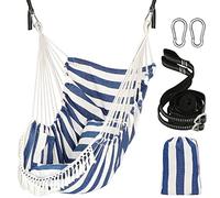 Chihee Columpio Colgante para Silla con Hamaca 2 Cojines,Correas de Malla Fuertes y Ganchos para Colgar fácilmente,algodón Suave Silla Colgante Bolsillo Lateral Juego de Silla borlas Comodidad