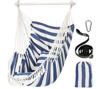 Chihee Columpio Silla Hamaca MAX 227KG 2 Cojines incluidos Barra de Metal con Ranuras Antideslizantes Silla Colgante portátil Bolsillo Lateral Silla Bohemia Grande de macramé Interior Exterior