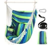 Chihee Columpio Silla Hamaca MAX 227KG 2 Cojines incluidos Barra de Metal con Ranuras Antideslizantes Silla Colgante portátil Bolsillo Lateral Silla Bohemia Grande de macramé Interior Exterior