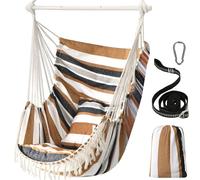 Chihee Columpio Silla Hamaca MAX 227KG 2 Cojines incluidos Barra de Metal con Ranuras Antideslizantes Silla Colgante portátil Bolsillo Lateral Silla Bohemia Grande de macramé Interior Exterior