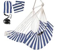 Chihee Columpio Silla Hamaca Reposapiés Cojines Correa de Suspensión Mosquetón Incluido Barra separadora de Metal Plegable para un Almacenamiento fácil y Duradero Tejido de algodón Bolsillo Lateral