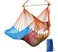 Chihee Columpios Silla Hamaca de Algodón Tejida a Mano Silla Colgante 240 cm con Barra Separadora Metálica Resistente Desmontable,Asiento de Malla Transpirable Diseño Portátil Bolsa de Transporte