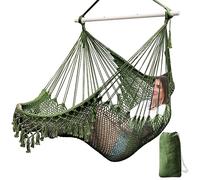 Chihee Hamaca Silla Súper Grande Colgante Tejido de Cuerda de Algodón Hilado Suave Colapsable Fuerte Barra de Metal Ancho Encaje Stretch Swing