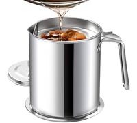 Chihee Oil - Tarro de Grasa para bidón de Almacenamiento de Acero Inoxidable con bidón de 2 litros en Tapa Antipolvo para tamiz de Malla Fina, Placa Antideslizante para Almacenamiento de Aceite de