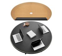 Chihein Mantel individual de 1067 mm con corcho y piel sintética, se puede cortar en un mantel de comedor de medio círculo o el mantel redondo con un diámetro de 35 a 42 pulgadas (negro)