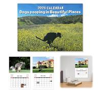 CHIHOLEN 2026 Calendario de Perros Haciendo Popo en Hermosos Lugares, Calendario de Pared Gracioso de Cachorros 2026, Regalos Graciosos de Humor para Cumpleaños y Navidad (A)