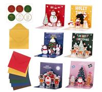 CHIHOLEN 6 tarjetas de Navidad 3D desplegables, divertidas tarjetas de Navidad 3D con sobre y pegatinas, tarjetas plegables de Navidad con diferentes motivos desplegables