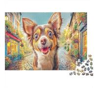 Chihuahua 1000 Piezas PuzzleCalle Excitada Chihuahua Regalo De Rompecabezas Juguetes Desafiantes para Adultos Y Niños +14 Años Colores Variados38x26cm/1000pcs