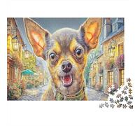 Chihuahua 1000 Piezas PuzzlesCalle Excitada Chihuahua Rompecabezas Coloridos Juego Imposible Adultos Y Niños +14 Años Decoración Hogar70x50cm/1000pcs