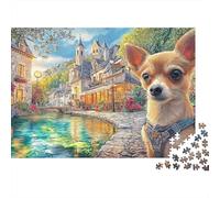 Chihuahua 1000 Piezas Rompecabezas Divertidos Actividades Familiares Víspera del Canal Chihuahua Jigsaw Juegos Educativos para Adultos 38x26cm/1000pcs