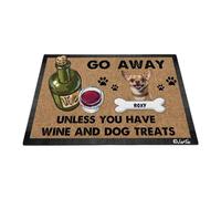 Chihuahua: Aléjate A Menos Que Tengas Vino Y Golosinas para Perros Felpudo De Bienvenida Cómodo Tapete para Puerta Antideslizante Felpudo De Entrada para Trasera Delantera Jardín Pasillo 40X60 Cm