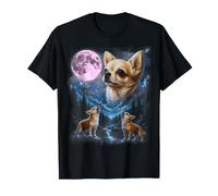 Chihuahua Aullando en la Luna 90s Retro 3 Chihua Dog Vintage Camiseta