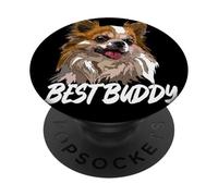 Chihuahua Best Buddy Dog de Pelo Largo Chiwawa Lover PopSockets PopGrip Adhesivo