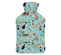 Chihuahua - Botella de agua de goma con diseño de perro lindo con funda de felpa suave, bolsa de agua caliente para invierno, manos y pies, protección contra el frío, 1000 ml