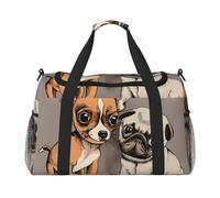 Chihuahua Bulldog Lindo Perro Pug Mascota Animal Amigos Cachorro Beige,Bolsas Deportivas, Bolsos de Viaje Deportivos Cruzados de Mano, Bolsas de Viaje de Gran Capacidad para Mujeres y Hombres.