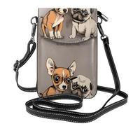 Chihuahua Bulldog Lindo perro Pug Mascota Animal Amigos Cachorro Beige,Bolsos para celular para mujer, Bolsos para celular para mujer, bolsos pequeños cruzados de cuero sintético