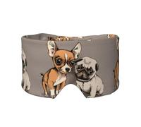 Chihuahua Bulldog Lindo Perro Pug Mascota Animal Amigos Cachorro Beige,Máscara para ojos con bloqueo de luz y protección ocular completa para dormir, orejeras y ojos.