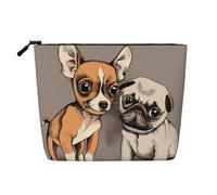 Chihuahua Bulldog Lindo Perro Pug Mascota Animal Amigos Cachorro Beige,Neceser de Maquillaje de imitación Lino, Neceser de Viaje portátil