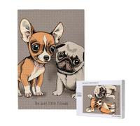 Chihuahua Bulldog Lindo Perro Pug Mascota Animal Amigos Cachorro Beige,Rompecabezas de Madera de 1000 Piezas para Adultos y Adolescentes.