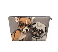 Chihuahua Bulldog Lindo Pug Perro Mascota Animal Amigos Cachorro Beige, Bolsa de artículos de tocador Bolsa de Maquillaje Bolsa de cosméticos Bolsa de artículos de tocador de Viaje portátil