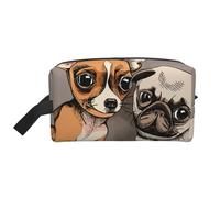 Chihuahua Bulldog Lindo Pug Perro Mascota Animal Amigos Cachorro Beige, Bolsa de Maquillaje Bolsa de cosméticos Bolsa de artículos de tocador de Viaje portátil Organizador de Bolsa de Maquillaje