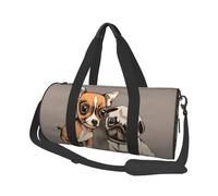 Chihuahua Bulldog Lindo Pug Perro Mascota Animal Amigos Cachorro Beige, Bolsa de Viaje de Gran Capacidad, Bolso Redondo, Bolsa de Viaje Deportiva, Bolsa de Mano, Bolsa de Fitness