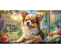 Chihuahua-by-The-Window Puzzle para Adultos 1000 Piezas Juego Educativo relajación Papel Reciclado Actividad en casa Regalo 70x50/1000pcs