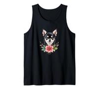 Chihuahua Cachorro con Bonitas Flores Perro mamá papá Hijo Hija Camiseta sin Mangas