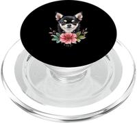 Chihuahua Cachorro con Bonitas Flores Perro mamá papá Hijo Hija PopSockets PopGrip para MagSafe